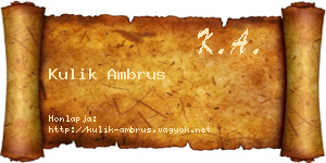 Kulik Ambrus névjegykártya